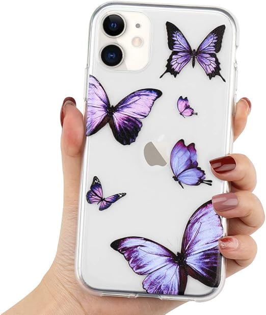 Amazon Com Lchulle Girly Case For Iphone 11 Pro Max Case Cute Purple Butterfly Pattern Design Crystal Clear Girls Women Soft Tpu Rubber Shockproof Anti Scratch Protective Case Cover For Iphone 11 Pro Max