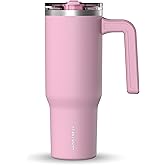 Hydrapeak Voyager 32 oz Tumbler with Handle and Straw Lid | Reusable Stainless Steel Water Bottle Travel Mug Cupholder Friendly | Insulated Cup (Cotton Pink)