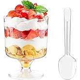 CEZOOWYEX 160 Pieces 5oz Small Dessert Cups with Spoons, Clear Parfait Cup for Party, Serves 80 Mini Plastic Goblet Wine Shot