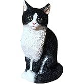 WQKING Outdoor Garden Decorations, Resin Statue of Cute Cat for Patio, Yard, Pathway, 6 Pieces (Black)
