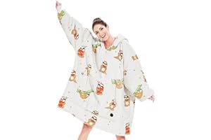 THREE POODLE Wearable Blanket Hoodie, Oversized Sherpa Blanket Sweatshirt for Adults Women Men Kids, Cozy, Warm and Fuzzy Hooded Blanket, One Size Fits All