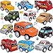Toy Cars With Road Signs,12 Pieces Pull Back Unique Vehicles Play Set,Mini Cars Including Racing/Emergency/Fire Engine/School Bus/Police/Off Road Cars for Kids Toddlers Over 3 Years
