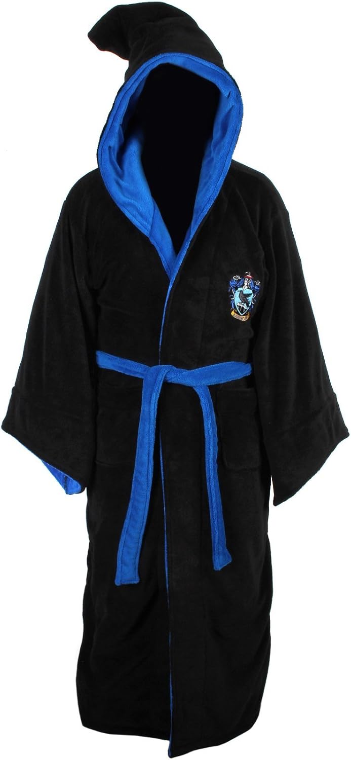 Harry Potter Ravenclaw Adult Fleece Hooded Bathrobe (One Size): Clothing