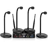MELONARE 4-Channel Wireless Conference Microphone System, UHF Compact Cordless Mic Set w/ 4x10 Frequencies, 200ft Range, 4 Gooseneck Mics for Lecture, Church, Conference, Public Speaking (MWM-41-4G)