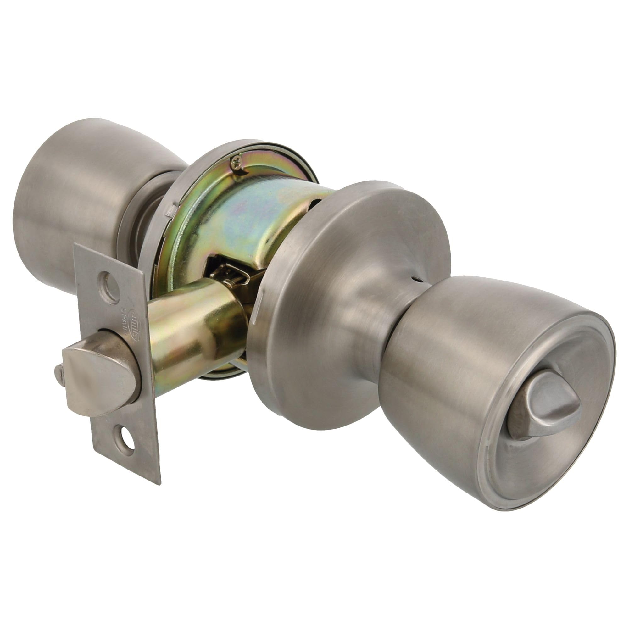 Amig - Stainless Steel Door Handle | Brass Door Handle Set | Privacy Internal Door Lock | Sliding Door Accessories | Door Stopper for Skirtings | Silver | Stainless Steel