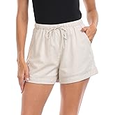 HDE Women's Linen Blend Drawstring Shorts High Waisted 4" Inseam Summer Shorts