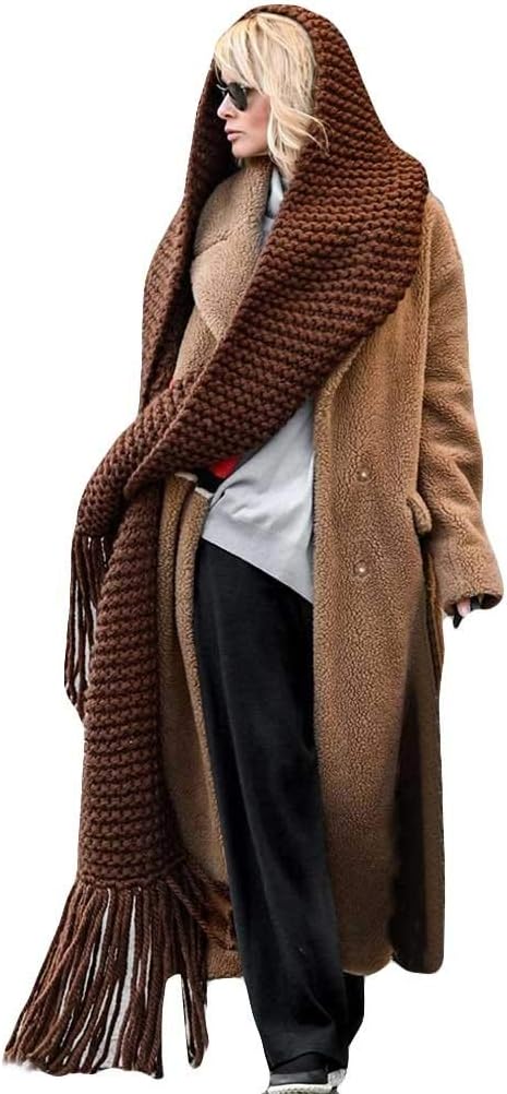 Winter Long Knit Scarf, BOIYI Womens Ladies Woolen Cashmere Feel Thicken Pashmina Neck Warmer Shawl Wrap