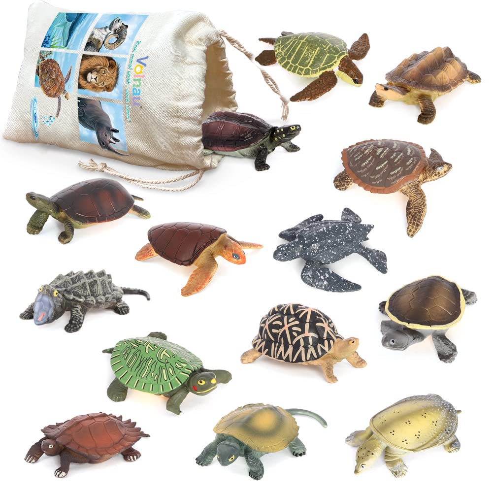 Turtles Toys 10 Piece Mini Sea Turtle Figurines Set - Realistic Hand ...