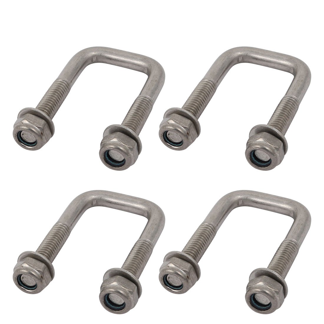 Sourcingmap M6 Thread 45mm Length 304 Stainless Steel Square U Bolt Silver Tone 4pcs