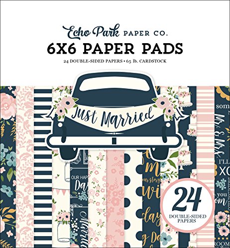 Echo Park Paper Company JM153023 Just Married Pad, Navy, Pink, Coral, Cream, Teal, Gold