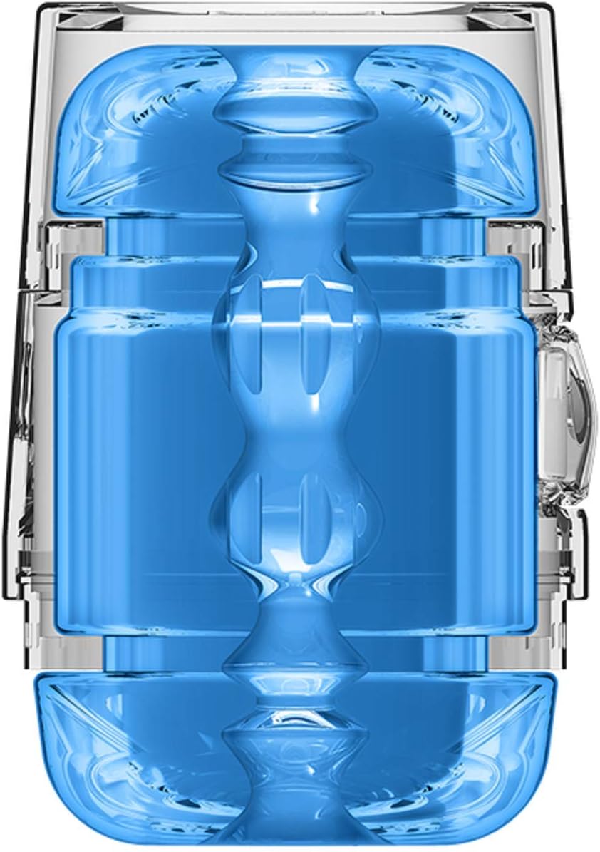 Main Squeeze POP-Off, OPTIX ULTRASKYN Compact Stroker, Crystal Blue, Transparent Design, Double-Ended - Image 4
