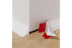 CUYSFEAD 9.8' Flexible Quarter Round Molding, Peel and Stick Shoe Molding Baseboard,Selfadhesive Corner Trim for Wall Floor Edge, Bendable Rubber Trim for Stair,Countertop,Backsplash, Bathroom Bathtub (White)