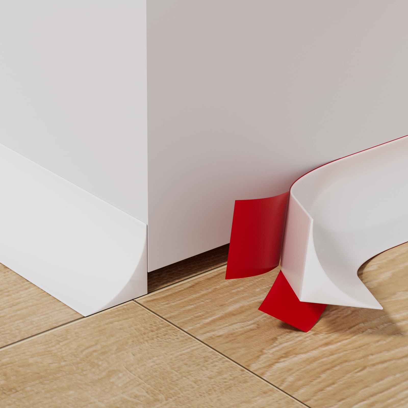 Photo 1 of 19.6' Flexible Quarter Round Molding, Peel and Stick Shoe Molding Baseboard,Selfadhesive Corner Trim for Wall Floor Edge, Bendable Rubber Trim for Stair,Countertop,Backsplash, Bathroom Bathtub (White)