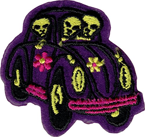 Aliens in Purple Bug Car - Embroidered Iron On or Sew On Patch