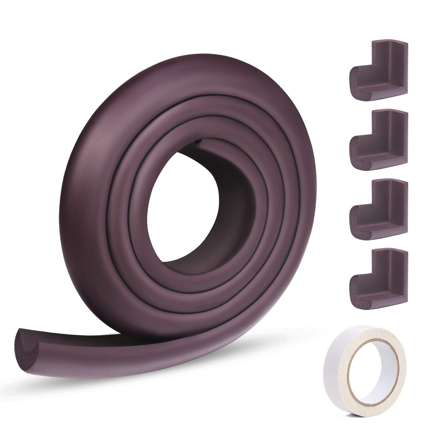 Vicloon Edge Protectors, 2 M Foam Safety Strip and 4 Corner Cushion Protector Set, Edge Corner Guards for Baby - Purple