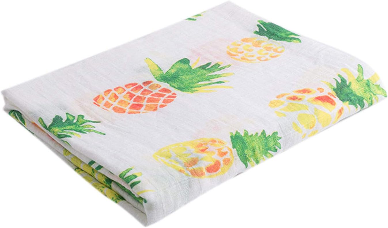 Newborn Baby Swaddle Wrap Blankets Soft Large Muslin Squares,120cm X120cm (Pineapple, 120 x 120 cm)
