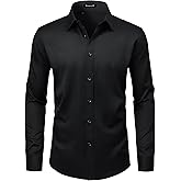 ROUWELL Men’s Wrinkle Free Dress Shirts Regular Fit Long Sleeve Non Iron Business Casual Wedding Stretch Button Down Shirt
