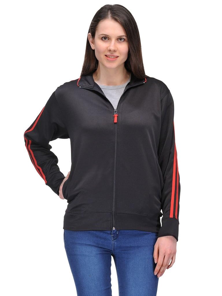 scott dryfit jacket wrinkle free women's (black with red stripes)