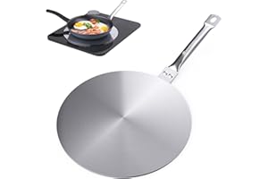 RAINBEAN 9.25Inch Heat Diffuser Simmer Ring Plate, Stainless Steel with Handle, Induction Adapter Plate for Gas Stove Glass Cooktop Converter, Flame Guard Induction Hob Ring Plate