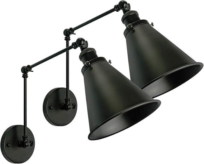 Industrial Black Wall Sconce Swing Arm Angle Adjustable Swing Arm