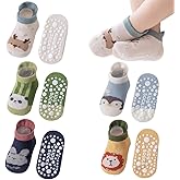 XiHSiHan Baby Girls Non-Slip Cotton Ankle Socks - Infant Toddler Cartoon Grips 6 Pairs