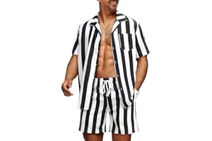 JMIERR Men Hawaiian Matching Set, Casual Summer Beach 2 Piece Outfits Button Down Short Sleeve Shirts and Shorts
