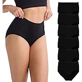 Hlizonn Women’s High Waist Underwear 6-Pack, Soft Stretchy Breathable Panties, Moisture-Wicking Full Coverage Briefs