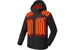 Venustas Men's Heated Jacket with Battery Pack, Windproof Electric Insulated Heated Coat with Detachable Hood