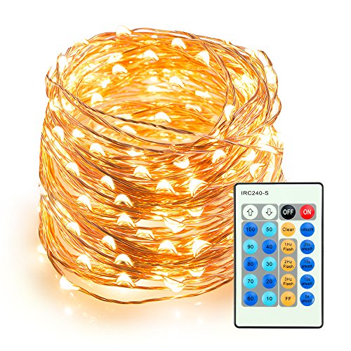LED String Lights 66ft 200 LEDs TaoTronics Dimmable Festival Decorative Lights for Seasonal Holiday, Complete Waterproof, UL Listed( Copper Wire Lights, Warm White )
