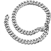 Jxlepe Cuban Link stainless steel Chain Gold/Black/White Custom 6/10/12/14mm Width 18"~30" Length Curb Choker Necklace for Men Women mens