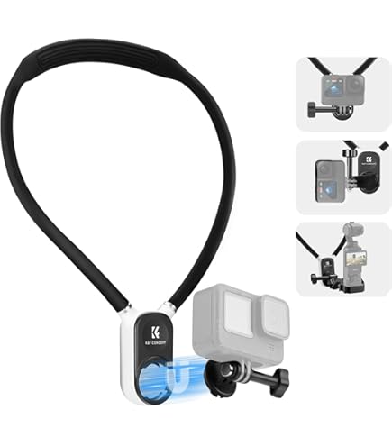 Dji Action 4 Accessories TELESIN Neck Mount For GoPro Hero 13 12 11 10 9 8 7 Insta360 X4 X3, DJI Osmo Action 5 Pro 4 3, POV/VLOG Selfie Neck Holder Mount For Hiking, Fishing Insignia Gopro Accessories