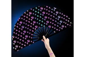 Amajiji Large Rave Folding Hand Fan Clacking Fans for Line Dancing Clap Fan for Boots On The Ground Dance,Party,Decoration,Festival (Bungee Light)