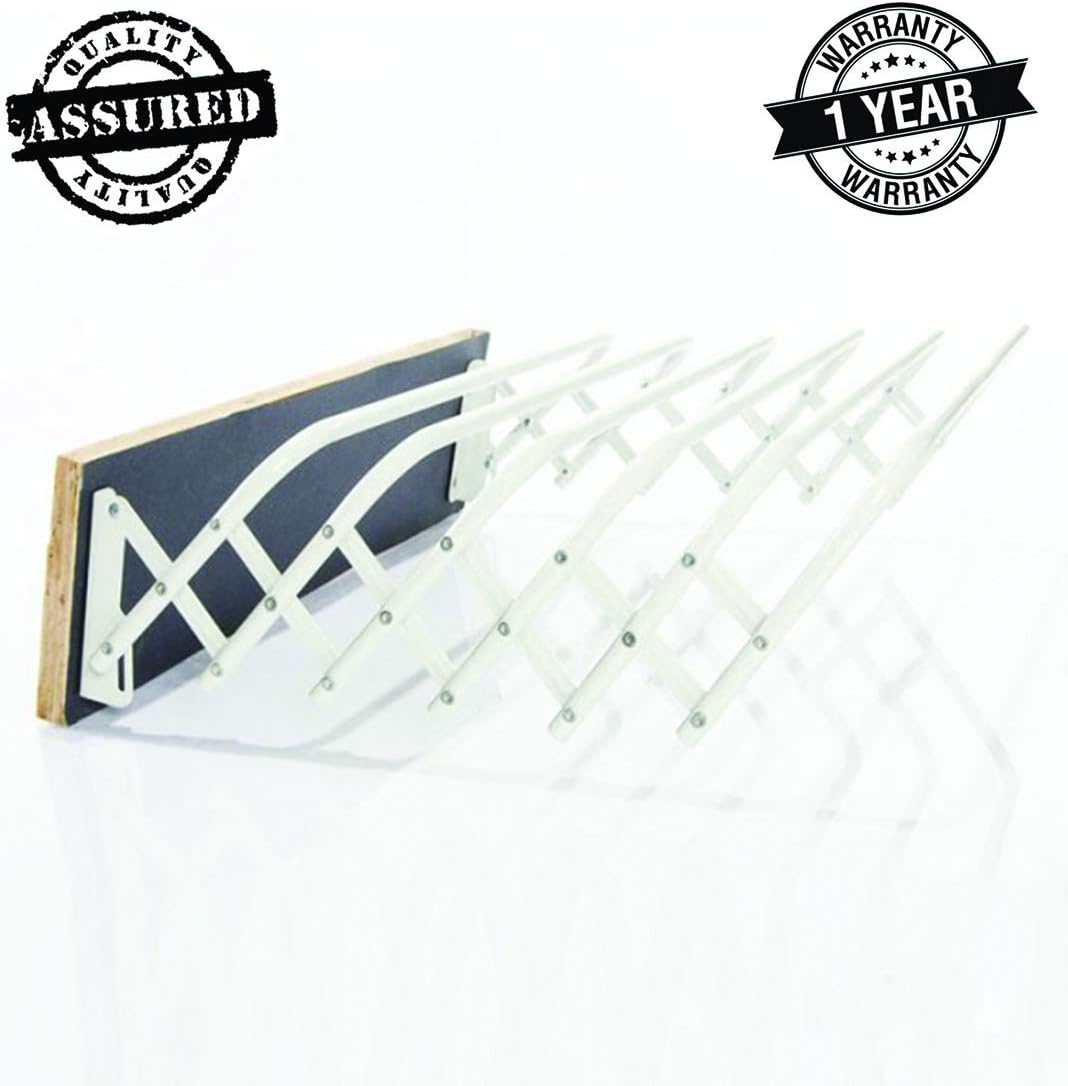 TidyHomz limentra Indoor Folding Wall Mounted Extendable Drying Rack with 6 Rings for Hanging Clothes and Towels