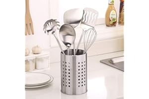 GLOGLOW Nan Kitchen Utensil Holder, Stainless Steel Round Hole Tool Holder, 12x18CM for Effective Organization in Kitchen and