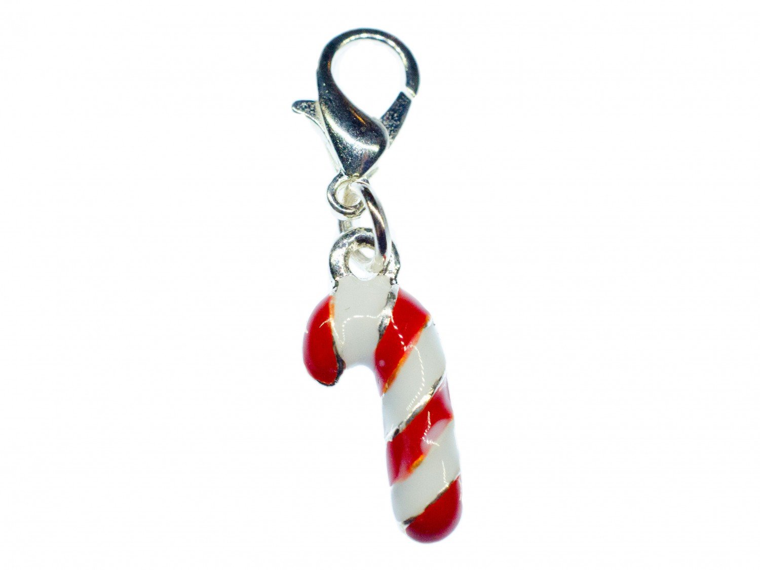 Miniblings Candy Cane Charm Pendant Christmas Cawaiii White Red Enameled Enamel