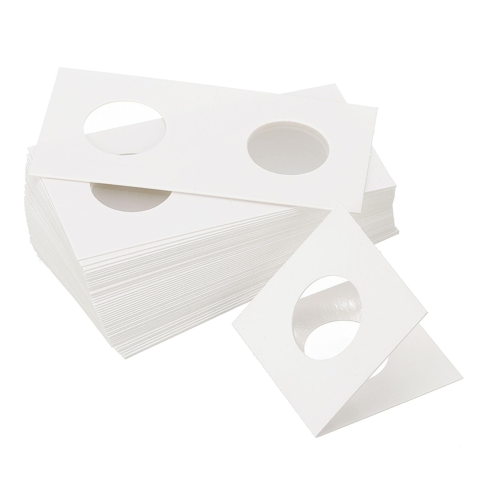 PATIKIL 2x2" Cardboard Coins Holders, 450 Pcs Coin Flips Cardboard Coin Holder Flips for 25 mm The Coin Collection Supplies Holder Storage, White