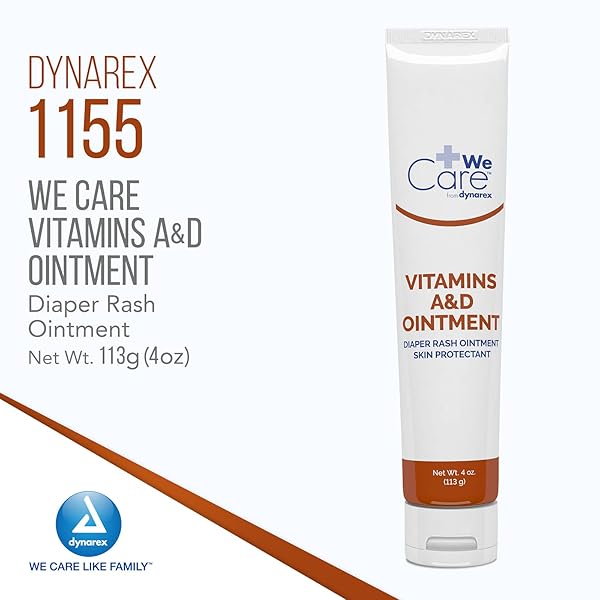 DYNAREX VITAMINS A & D OINTMENT, OINTMENT WITH VITAMIN A AND VITAMIN D SKIN PROTECTANT, FOR DIAPER RASH AND DISCOMFORT, WHITE, 1-4 OZ. TUBE