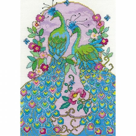 DMC BK1565 Peacocks Counted Cross Stitch Kit, 8 x 12 in. - Pack of 14