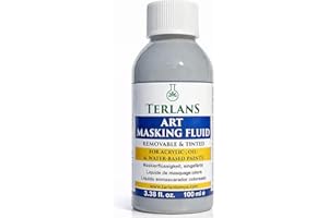 TERLANS Art Masking Fluid 100 ml (3.38 fl oz) / Removable & Tinted/For Acrylic- Oil- and Water-based Paints