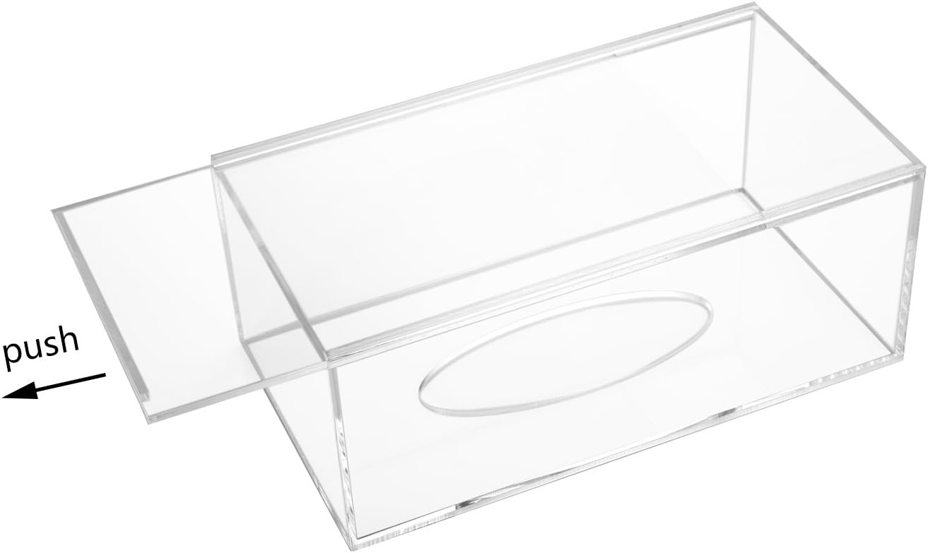 HBlife Facial Tissue Dispenser Box Cover Holder Clear Acrylic Rectangle Napkin Organizer for Bathroom, Kitchen and Office Room: Home & Kitchen