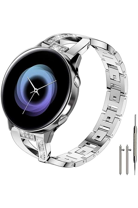 Amazon Com Amodoo Compatible For Samsung Galaxy Watch Active 2 Band Case Women Replacement Strap Full Around Pc Bumper For Galaxy Watch Active 2 40mm Silver 40mm Cell Phones Accessories