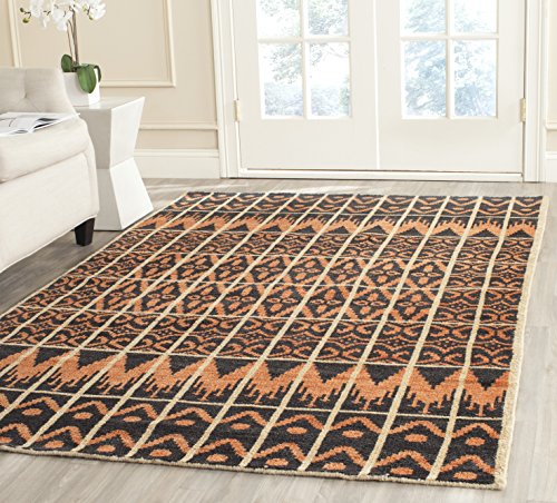 SAFAVIEH Kenya Collection Accent Rug - 4' x 6', Orange & Black, Hand-Knotted Mo…