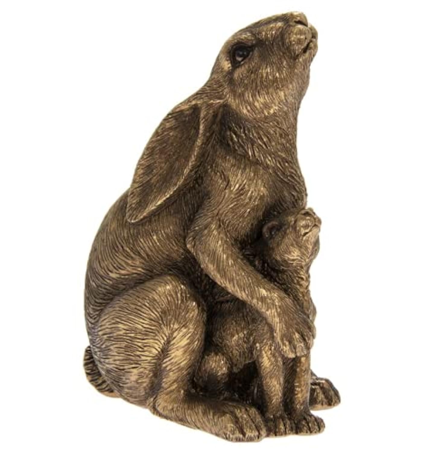 The Leonardo Collection Reflections Bronzed Hare&Baby Figurine For Home & Office | Home Decor Ornaments Gift For Women & Men | Beautiful Figurine For Indoor & Outdoor | Living Room Decor Ornaments