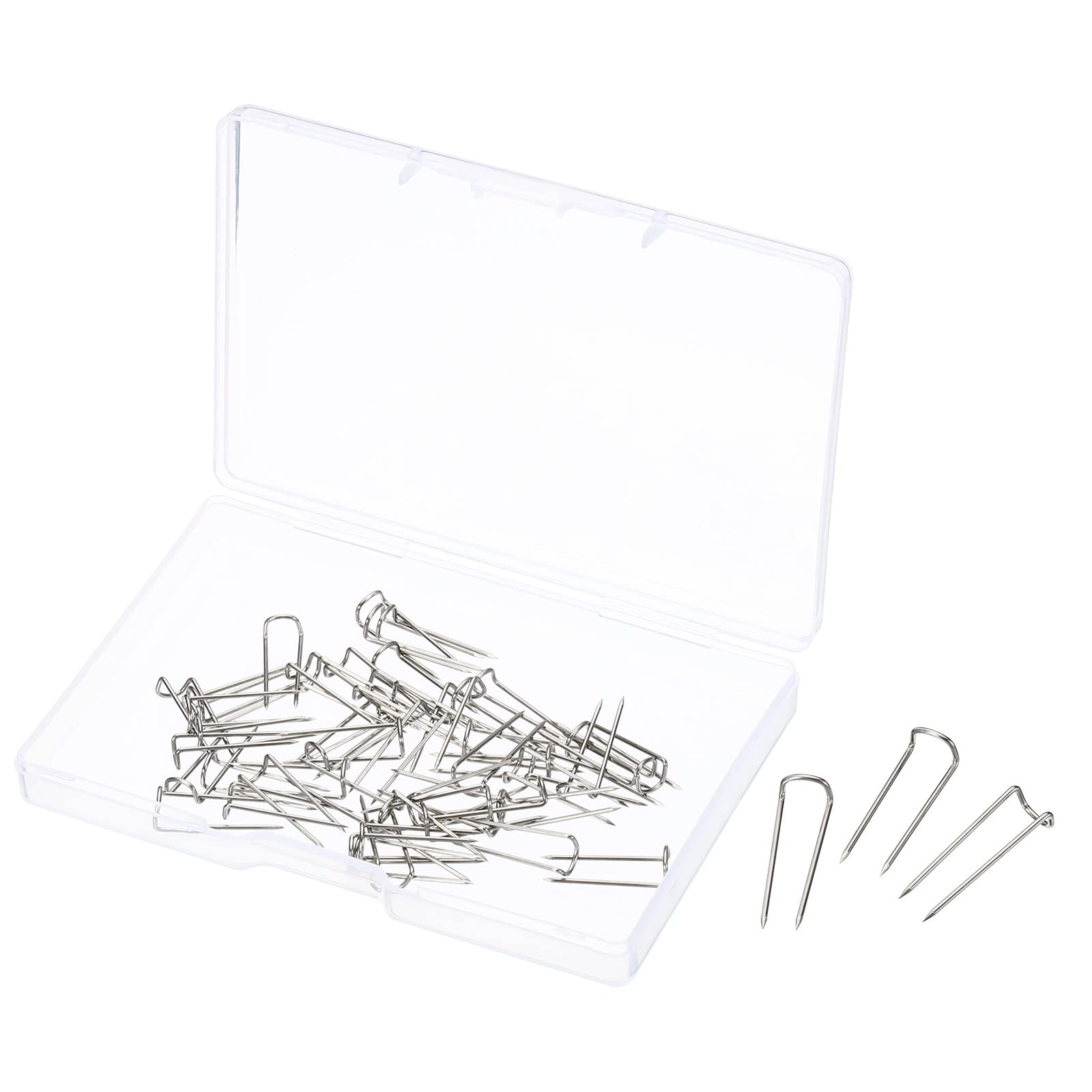 PATIKIL U-Pins, 50 Pack Steel Dressmaker Ornament Quilting Fork Pin for Craft Fabric Sewing, Silver