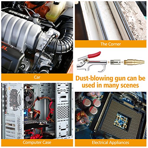 20Pcs Air Compressor Accessory Kit, Drillpro Pueumatic Air Fittings Tools, 1/4'' NPT Plugs, Blow Gun, Tire Pressure Pen with Inflatable Rod Kit for Blow Dust, Test Tire and Inflating for Car/Bike/Ball - Thumbnail 2