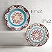 Stoneware Plate Accent Dinnerware Plates 4 Piece, Embossed Hand Painted Muiticolor, Christmas Table Setting Gift