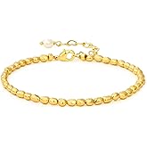 YAMEEGO Gold Beaded Bracelets for Women Dainty 18K Gold Plated Adjustable Bracelets Hypoallergenic Bead Ball Jewelry Layering Chain Jewelry for Party