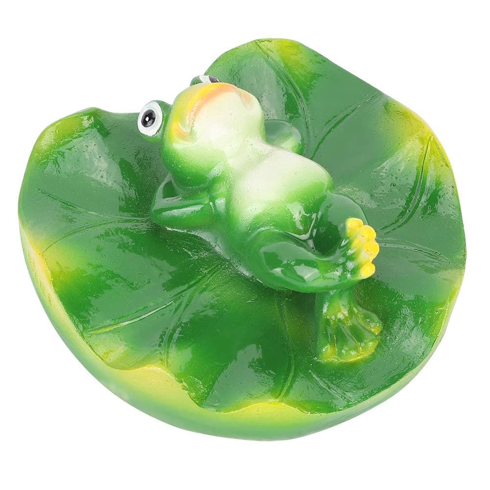 Artificial Floating Plants, 12 x 12.5 x 5.5cm / 4.7 x 4.9 x 2.2in Lily Pads for Ponds Simulation Frog Fake Leaves Lily Pads and Frog Ornaments Artificial Floating Water Leaf Decoration