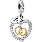 LSxAB Lucky Clover Heart Charm for Bracelets Necklaces Pendants Rose Gold Silver Two tone Lucky Charm Bead gift bead for Women Family Sister Wife