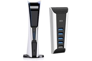 TNP USB Hub for PS5 Console - High-Speed USB Port Extender Expansion Adapter with 4X USB 2.0, 1x USB 3.1 & 1x Charging Port f